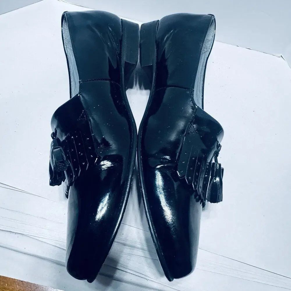 Barclay Men's Dress Shoes Size 11D Black Patent Leather loafers tassel tie